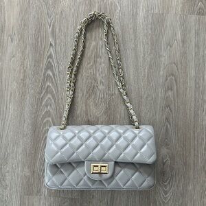Gray Quilted Leather Bag